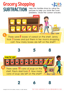 Grocery Shopping Subtraction Worksheet